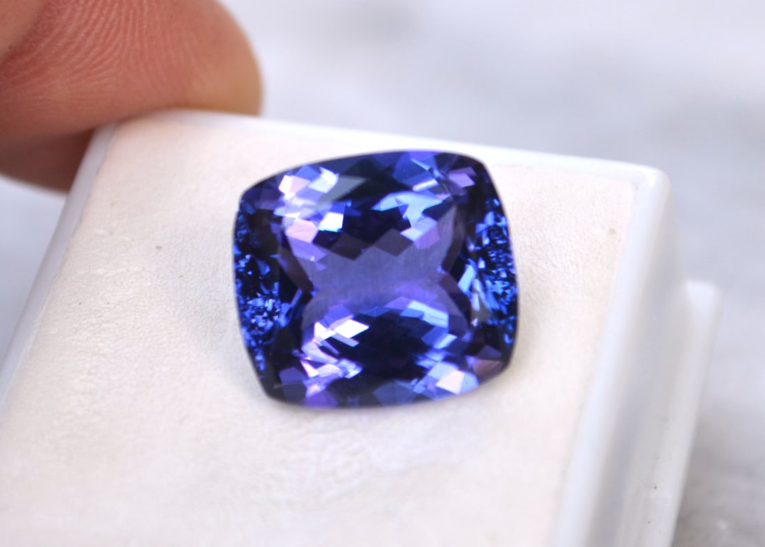 13.19 Carat GIA Certified Cushion Cut Tanzanite - 4