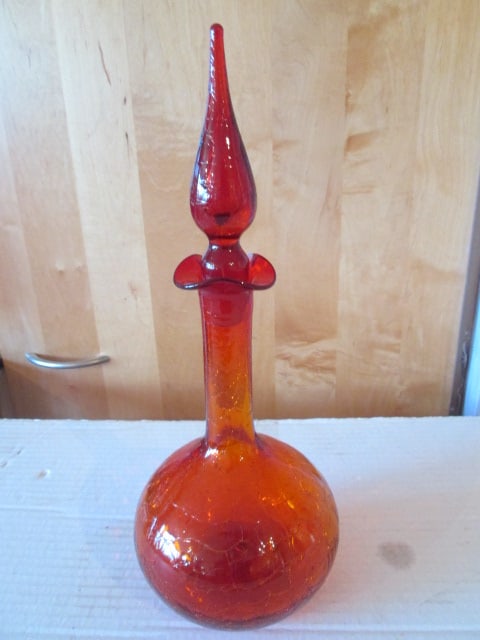 Blenko Amberina Crackle Optic Glass Decanter (1 of 7)