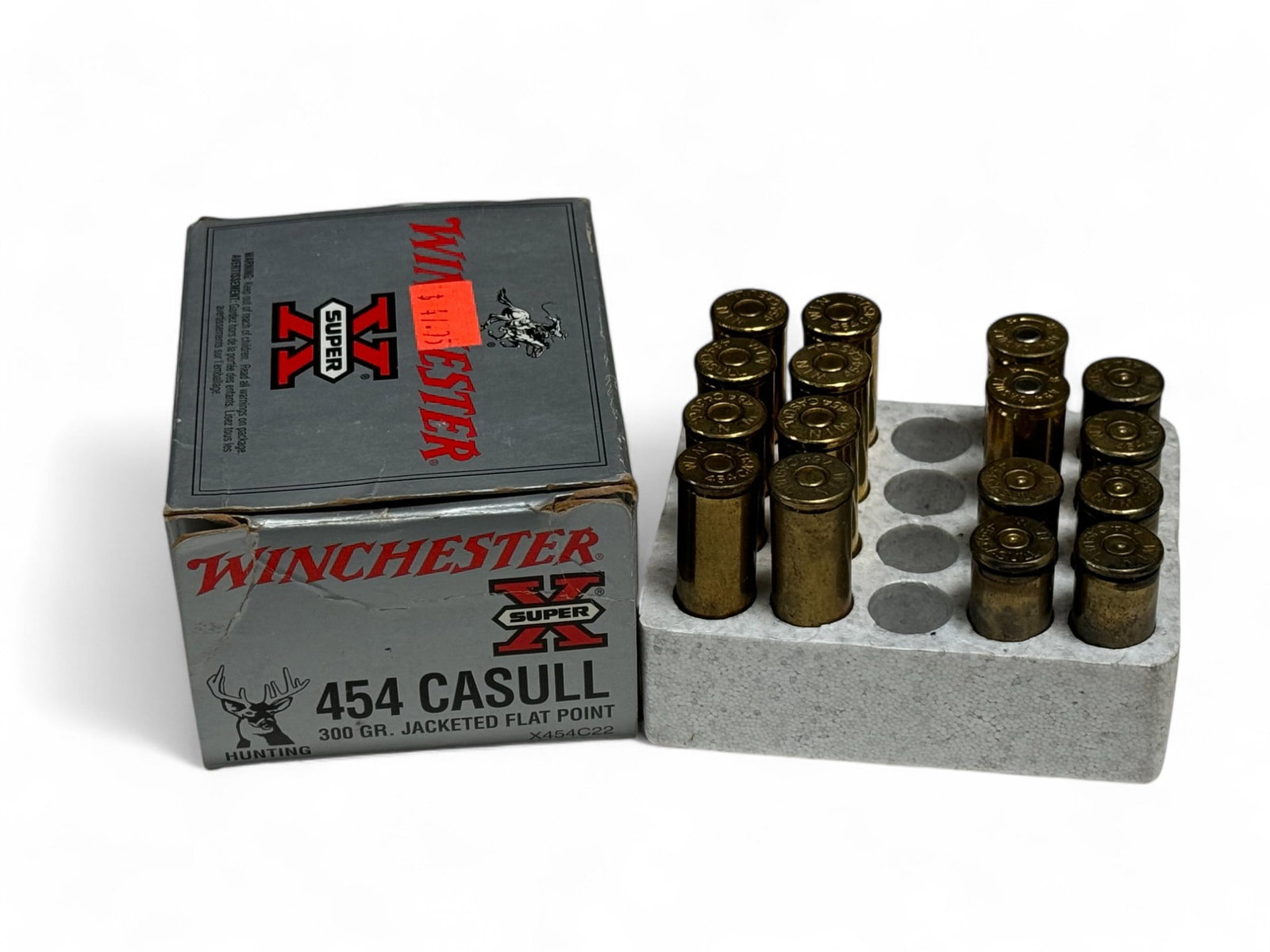 NIB 8rds. Of .454 CASULL 300gr. JFP Winchester Super-X Ammunition: Also includes 2rds. HSM and (6) shot cases