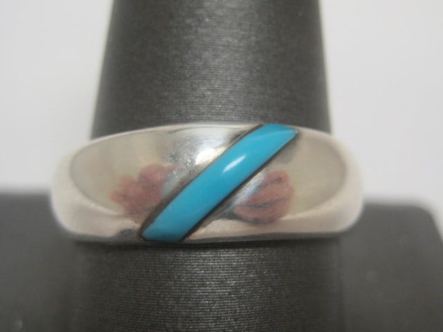 Sterling Silver Men's Turquoise Band Ring (1 of 4)