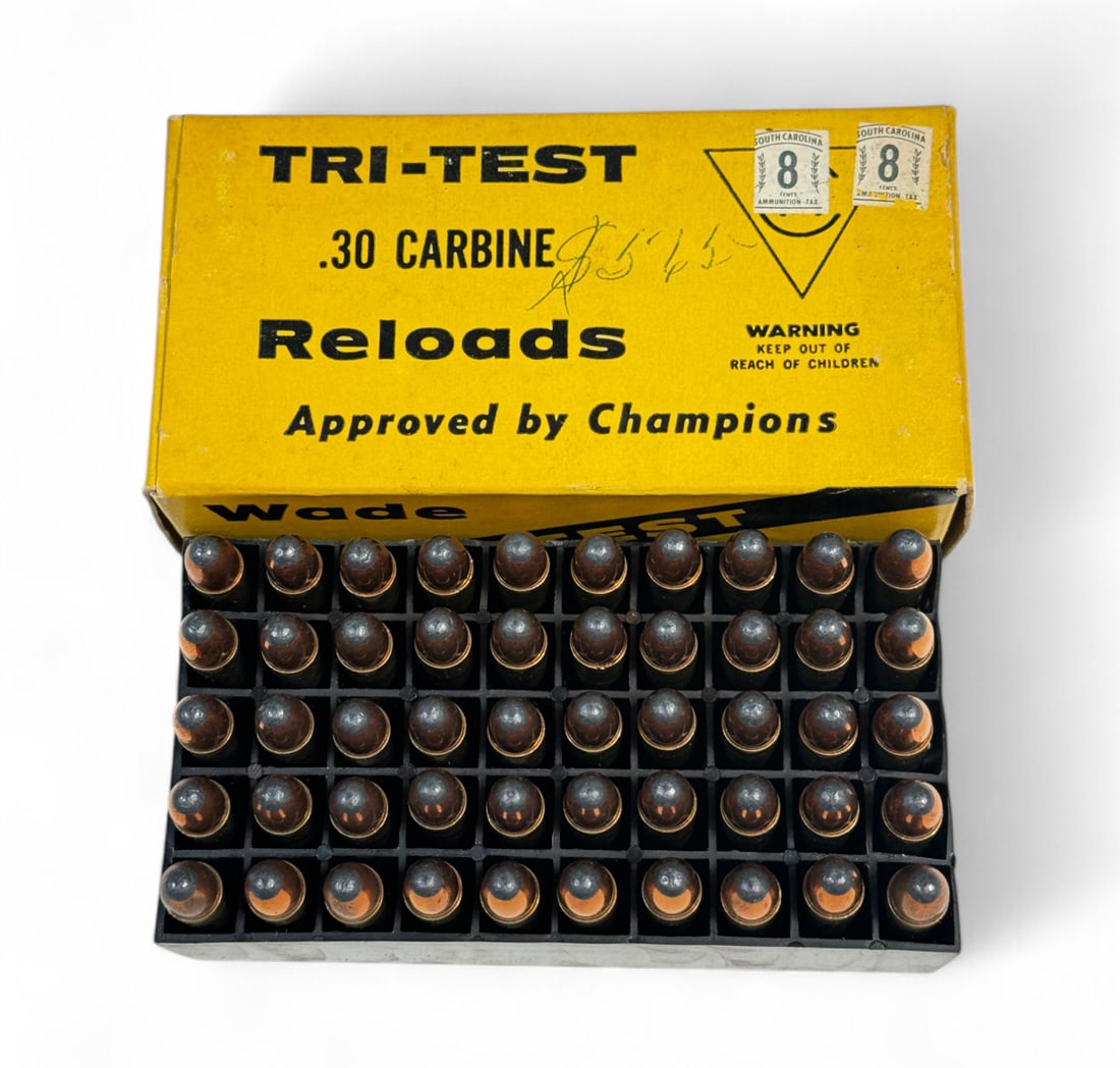 50rds. of .30 CARBINE Tri-Test Wade Munitions Factory Reloaded Ammunition: See photos.