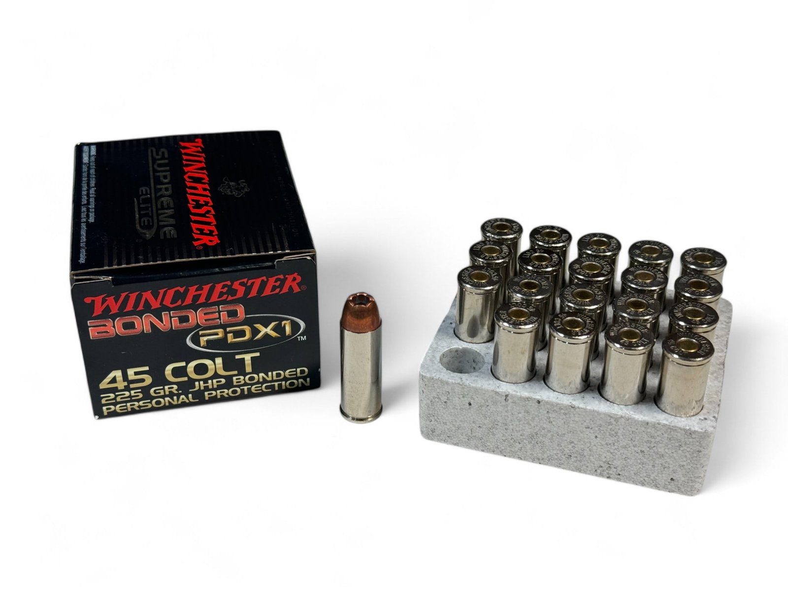 NIB 20rds. of .45 COLT 225gr. JHP Winchester Bonded PDX1 Ammunition: See photos.