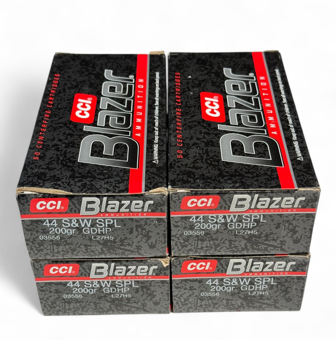 NIB 200rds. of .44 S&W SPL 200gr. GDHP CCI Blazer Ammunition: See photos.