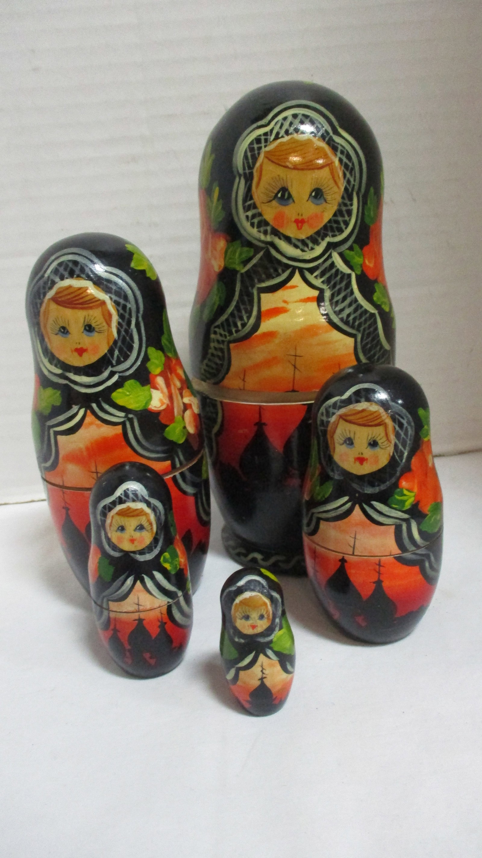 Vintage Handpainted Wood Russian Nesting Dolls - Signed: 2" to 8"