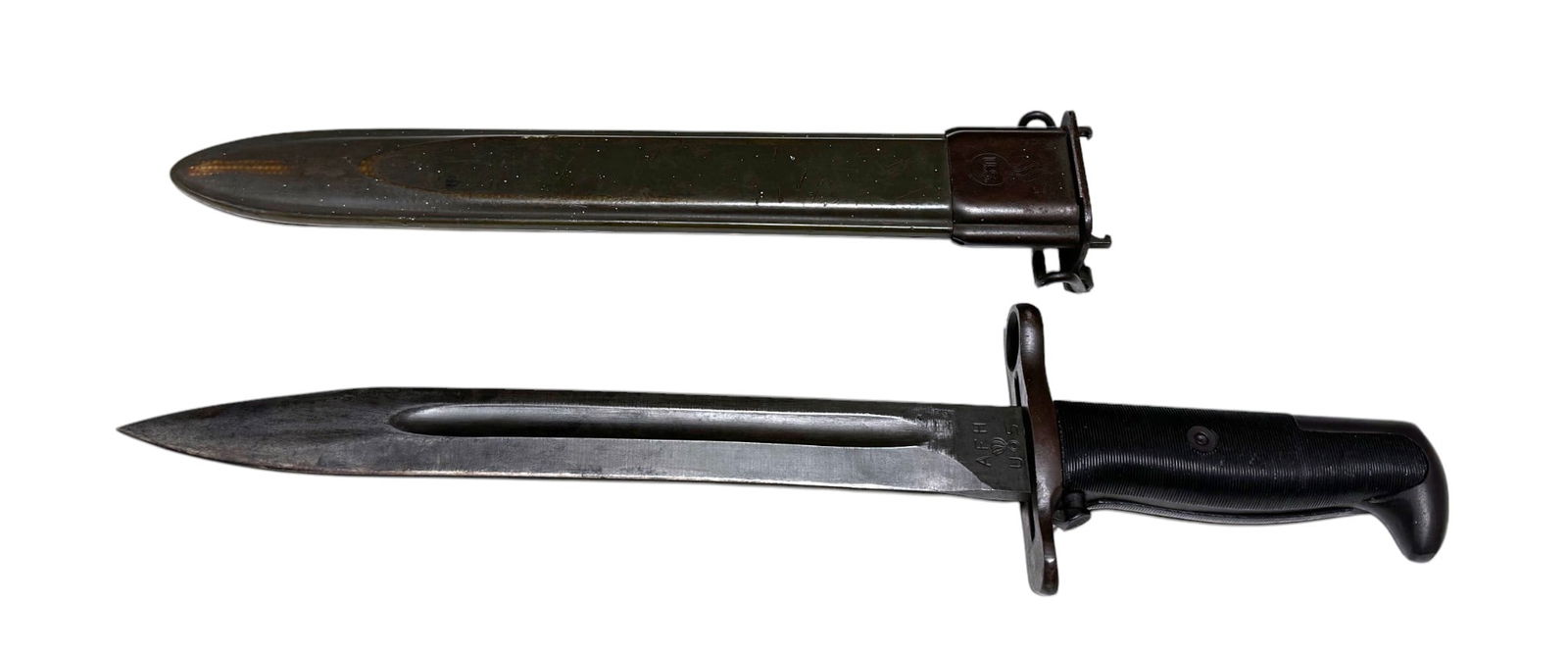 Excellent 10" US WWII M1 Garand Bayonet by AFH with Scabbard (1 of 10)