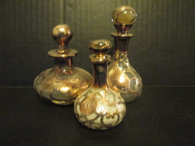 Three Antique Sterling Overlay Perfume Bottles (1 of 13)
