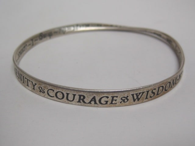 Sterling Silver Serenity, Courage & Wisdom Bangle Bracelet: Weighs 14.1 grams