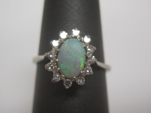14k White Gold Opal and Diamond Ring (1 of 5)