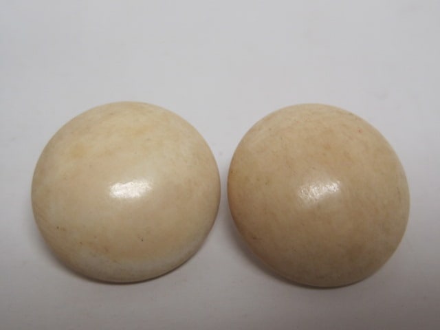 Pre-Ban Ivory Button Earrings w/ Sterling Clips (1 of 5)