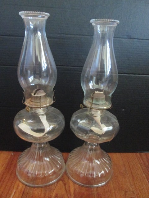 Two Vintage Oil Lamps: 18"h, Local Pickup Only