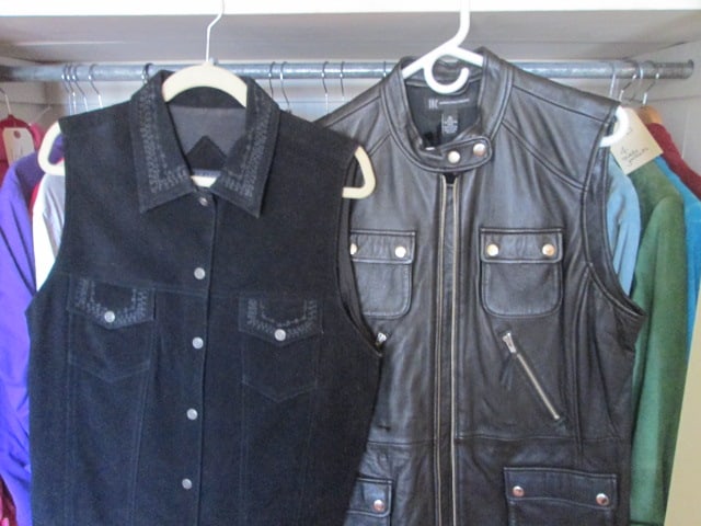 Black Leather Ladies Vest with Zippers and Black Suede Vest (1 of 5)