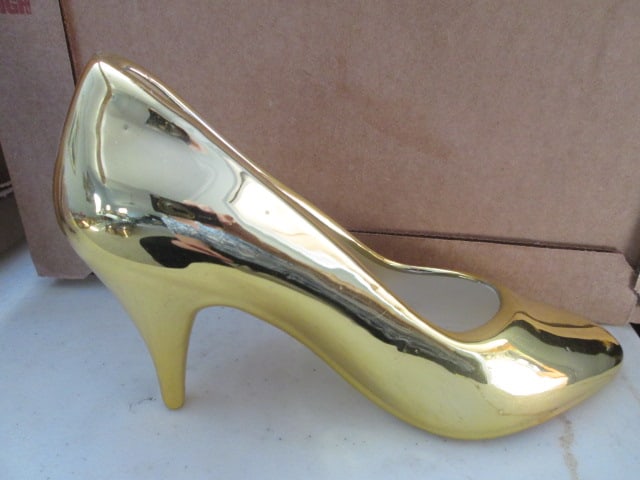 Rosenthal-Netter Gilded Stiletto High Heel Figurine: 8" long