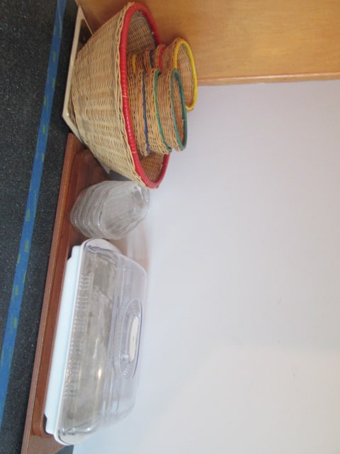 Hostess Ware-Clear Glass Corn on the Cob Dishes, Covered Cooling Tray,: Wood Tray, Metal Nesting Trivet, Tile Trivet and Woven Basket with Individual Footed Baskets