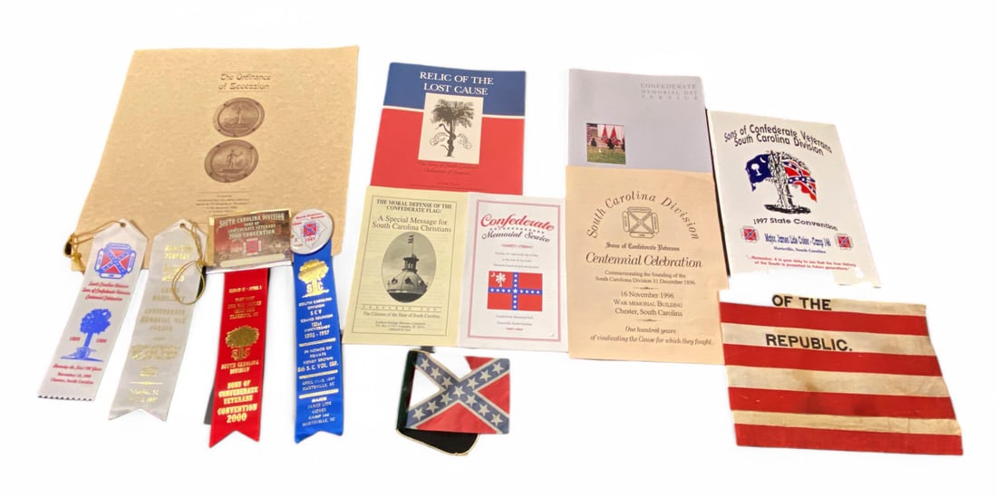 Facsimile of South Carolina Ordinance of Secession, "Relic of a Lost Cause": Book, and South Carolina Confederate Veterans Memorabilia