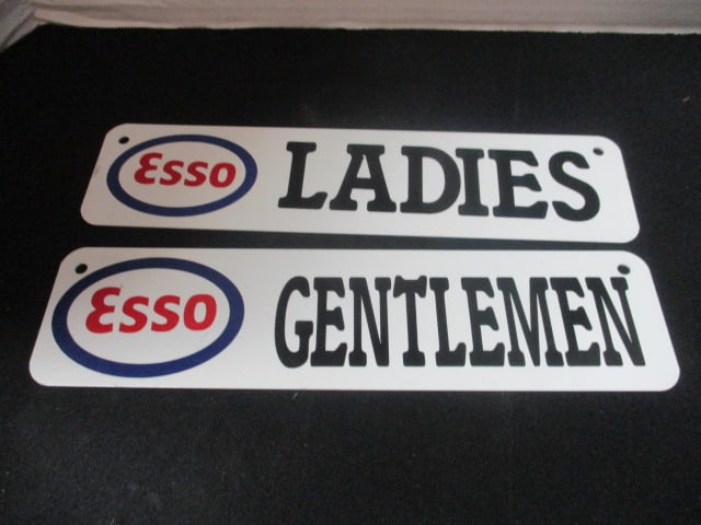 Esso "Ladies" and "Gentlemen" Signs: 12" x 3" each