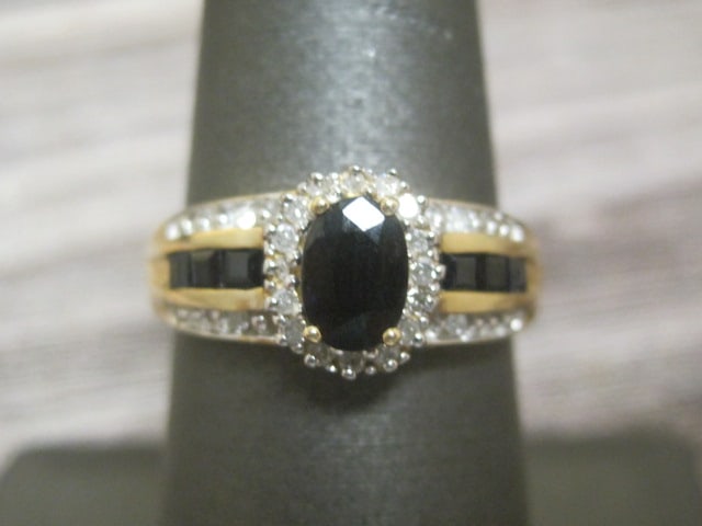 14k Gold Blue Sapphire and Diamond Ring (1 of 4)