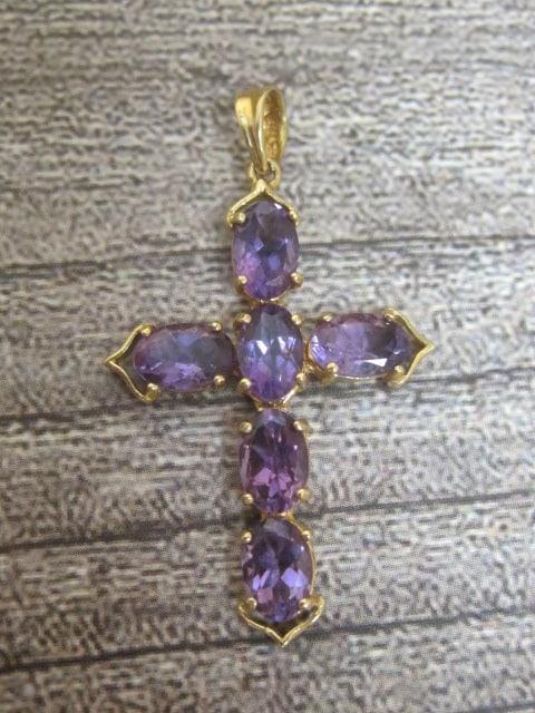 14k Gold Amethyst Cross Pendant (1 of 3)