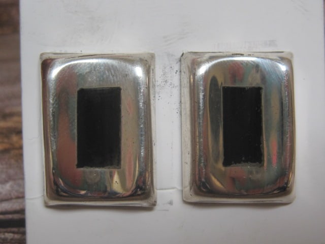 Sterling Silver Black Onyx Clip Earrings: Weighs 16 grams