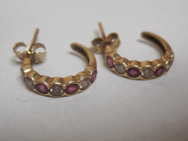 14k Gold Ruby and Diamond Earrings (1 of 4)