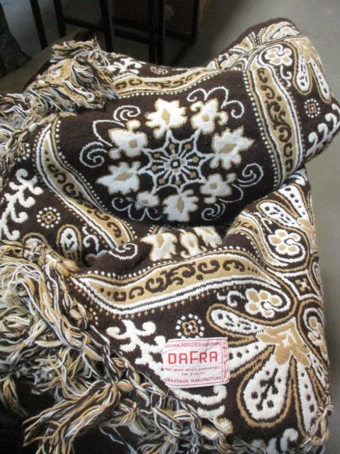 2 Original Abruzzesi "Dafra" Woven Brown and Cream Twin Size Bed Covers: .
