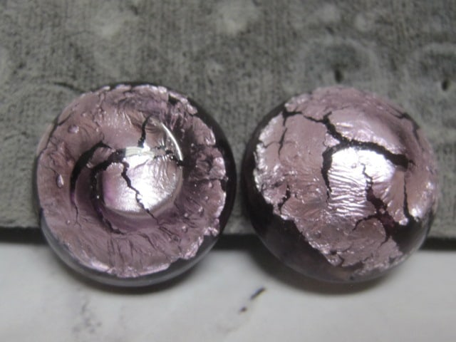 Murano Glass Purple Button Clip Earrings: .
