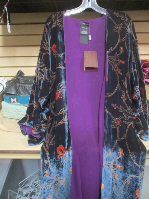 New Old Stock Etro (Milano) Long Silk and Velvet Ladies Evening Jacket: Uni Size, Original Price Tag - $1,540