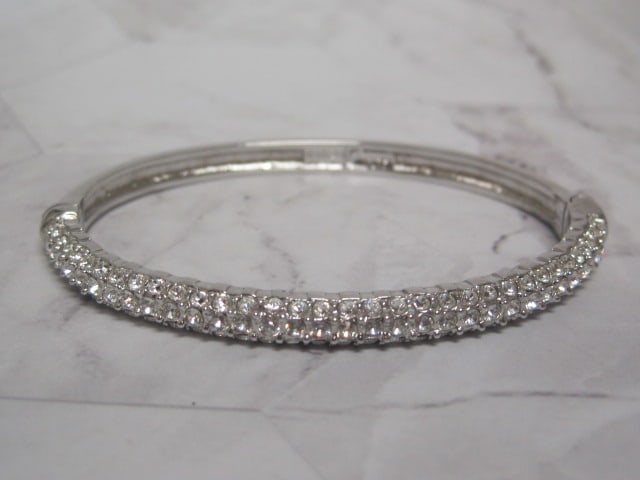 Nolan Miller Silvertone Crystal bangle bracelet (1 of 4)