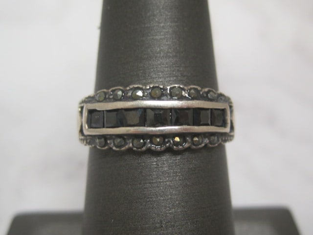 Sterling Silver Ring with Black Stones (1 of 3)