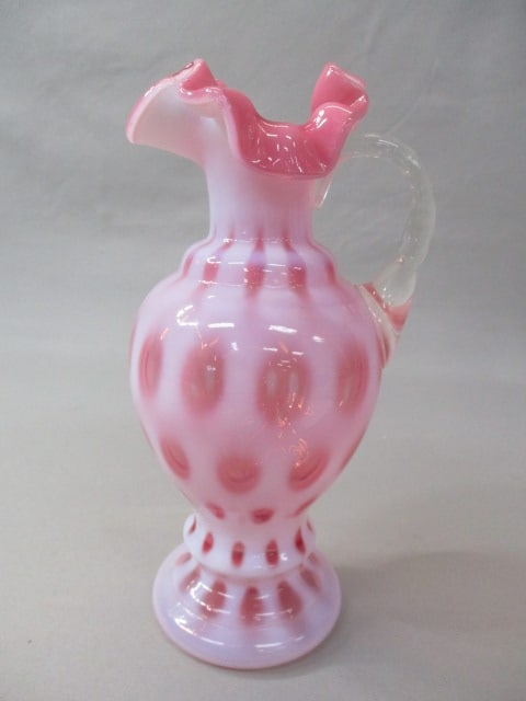 Fenton Cranberry Pink Opalescent Coin Dot Pitcher 9" (1 of 3)