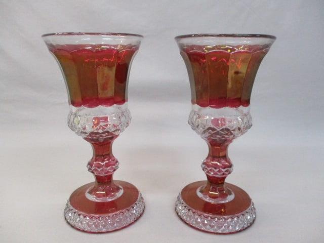 2 Westmoreland 1943 Ruby Flash Footed Urns 9 1/2" (1 of 5)