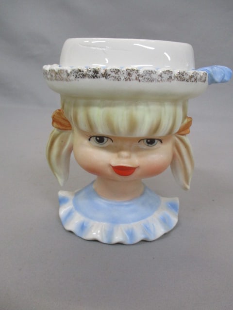 5 1/2" Vintage Young Girl Lady Head Vase By Brinns: .