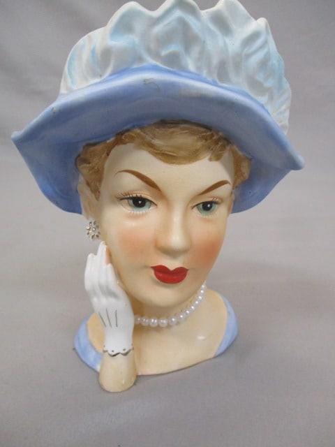 7" HB Japan 3727 Lady Head Vase (1 of 5)