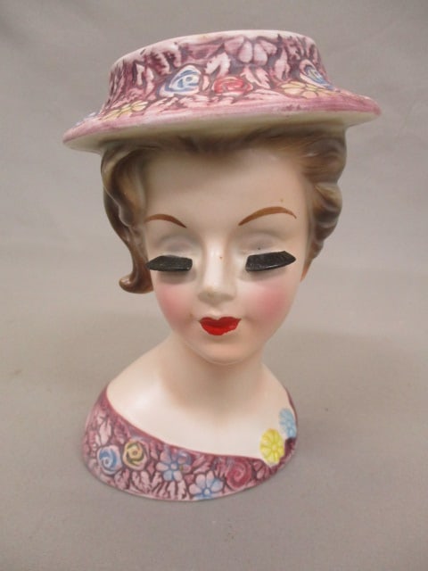 6" Lefton 2148 Lady Head Vase (1 of 4)