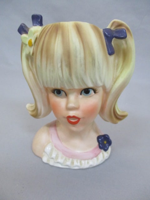 5 1/2" Young Girl Lady Head Vase Made in Japan: .