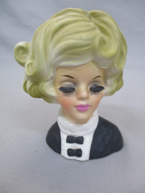 4 1/2" Lady Head Vase Made in Japan (1 of 4)