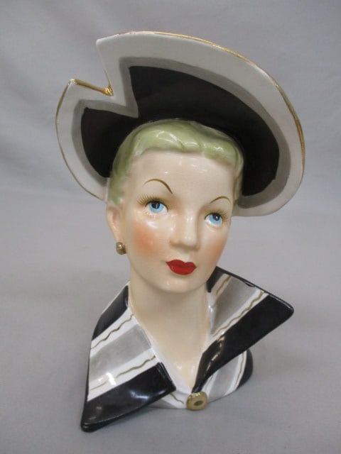 7" Vintage Lady Head Vase (1 of 3)