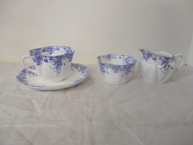 Vintage Shelley (England) "Dante Blue" Cup & Saucer and Sugar & Creamer: 2" to 6"
