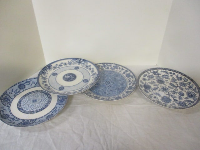 4 William Roberts "Blue Revere" Fine China Plates: 11" each