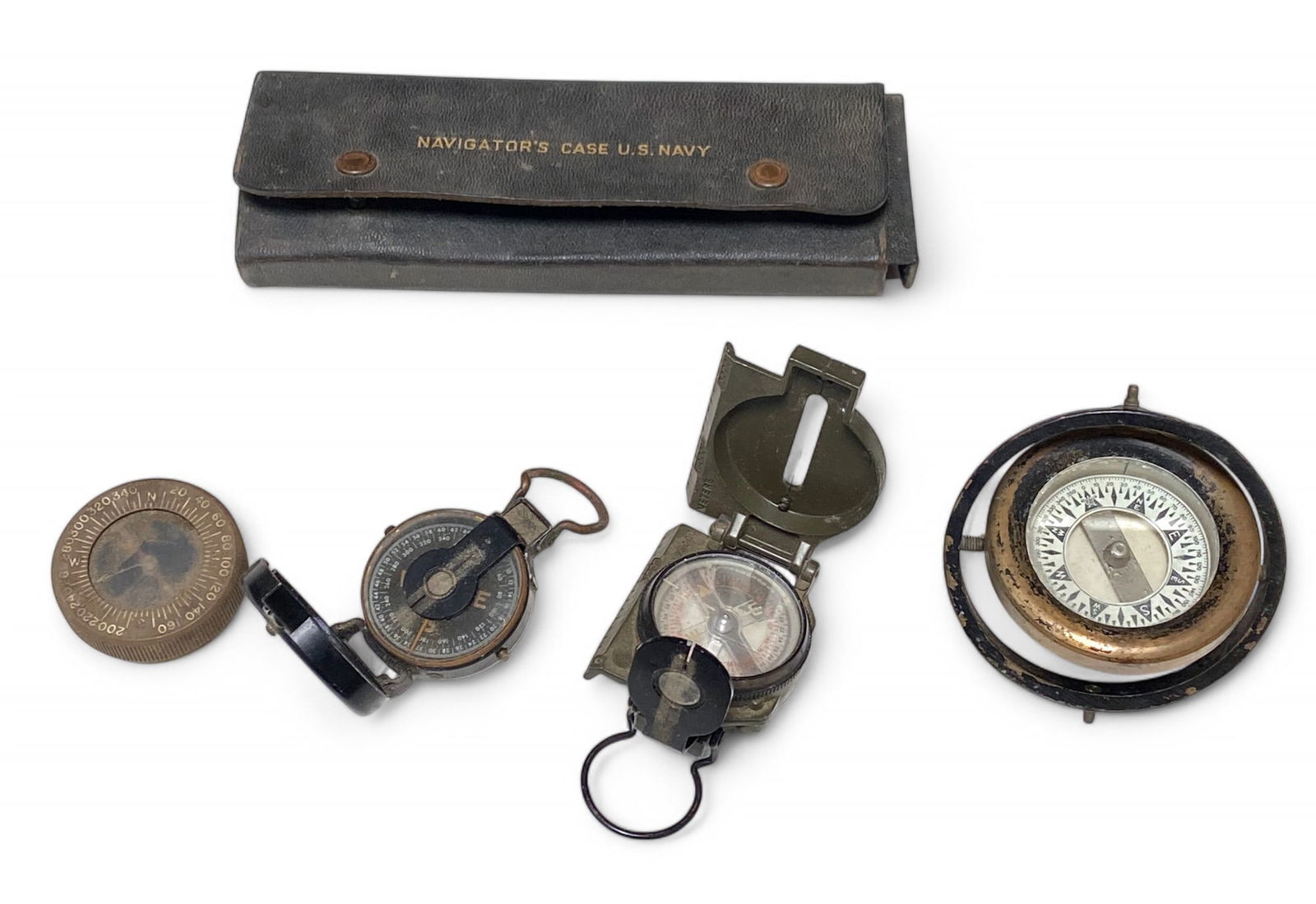 Lot of Military Compasses and US Navy Compass and Divider in Case (1 of 10)