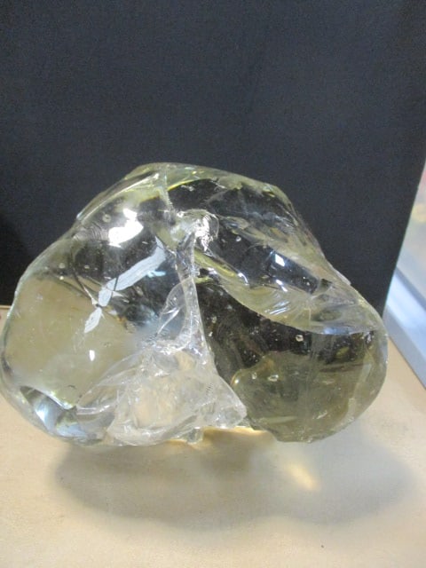 Large Chunk of Natural Rough Glass: approx. 7"dia x 4 1/2"h, smooth and rough edges