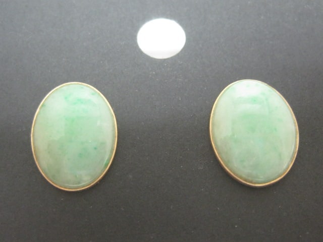 14k Gold Chinese Jade Earrings (1 of 4)