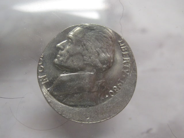 1980 Jefferson Nickel Mint Error- Off Strike-UNC. (1 of 3)