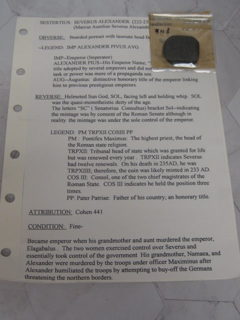 Ancient Rome Coin, Severus Alexander 222-235 AD (1 of 4)