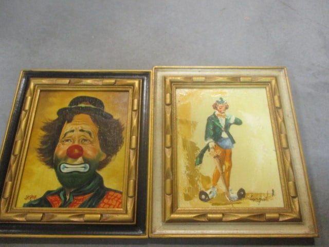 2 Framed Clown Paintings - Signed (1 of 5)