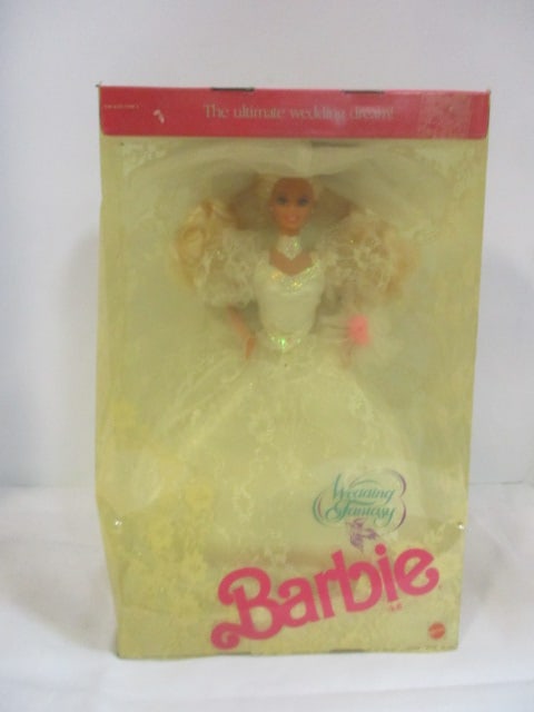 New Old Stock "1989 Wedding Fantasy" Barbie Doll: #74299-02125, plastic is yellowing and tape is coming off on top