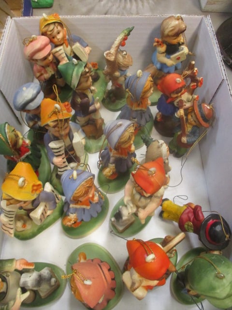 Collection of Vintage Hummel Style Christmas Ornaments - Made in Hong Kong: 3 1/4" to 5", see pictures and preview for selection and condition
