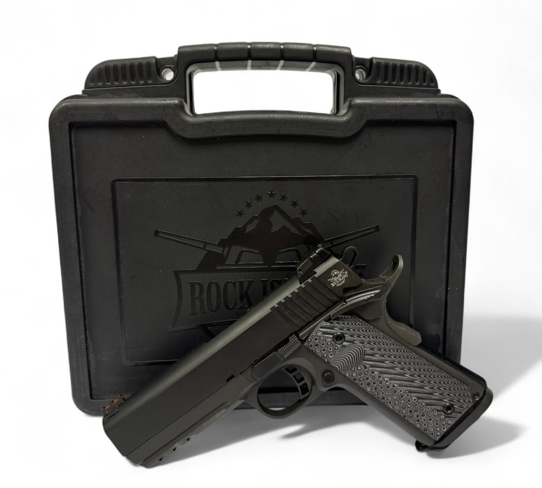NIB Rock Island Armory M1911 A1 Tactical Ultra MS 10MM Semi-Auto Parkerized Pistol with G10 Grips: S#: RIA1713604 | (1) 8rd. Magazine | Features a nice Factory Parkerized Finish | Equipped with nice G10 grips | Adjustable rear sight and fiber-optic front sight | Comes in the Factory Box with Matchi