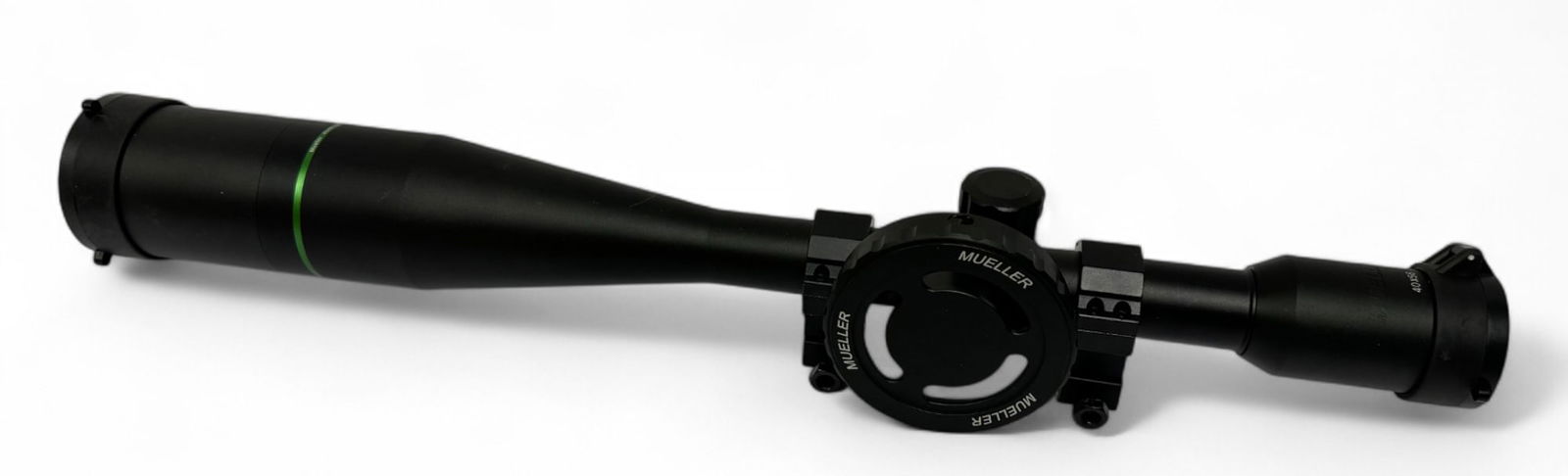 Excellent Mueller 40×56 Side Focus Target Dot Rifle Scope with Mounts: Excellent condition. Clear Optics. The Mueller Straight 40x Power Side Focus Target Scope boasts a micro-fine “glass-etched” crosshair with a 1/8? target dot, side focus parallax adjustmen