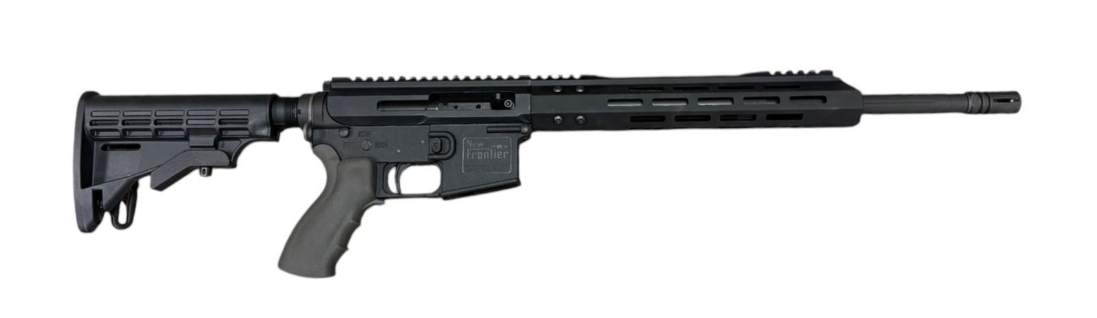Excellent New-Frontier Lightweight-15 with Bear Creek Side-Charging .223 WYLDE Upper AR-15 Rifle: S#: NLV05914 | 16" Barrel | Polymer lower and controls, Side Charging Bear Creek Arsenal Upper with 16" 1:8" twist fluted barrel and 11.5" M-LOK hand guard | Comes with Soft Case | Equipped with an ad