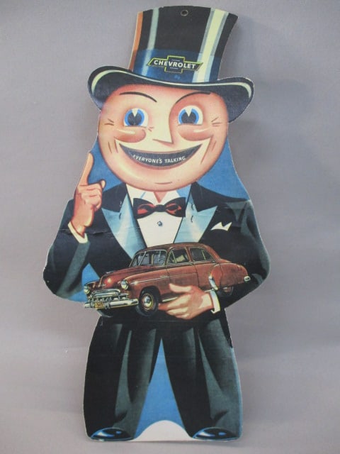 Vintage Cardboard Standup Chevrolet Advertising "Everyone's Talking" 12": .